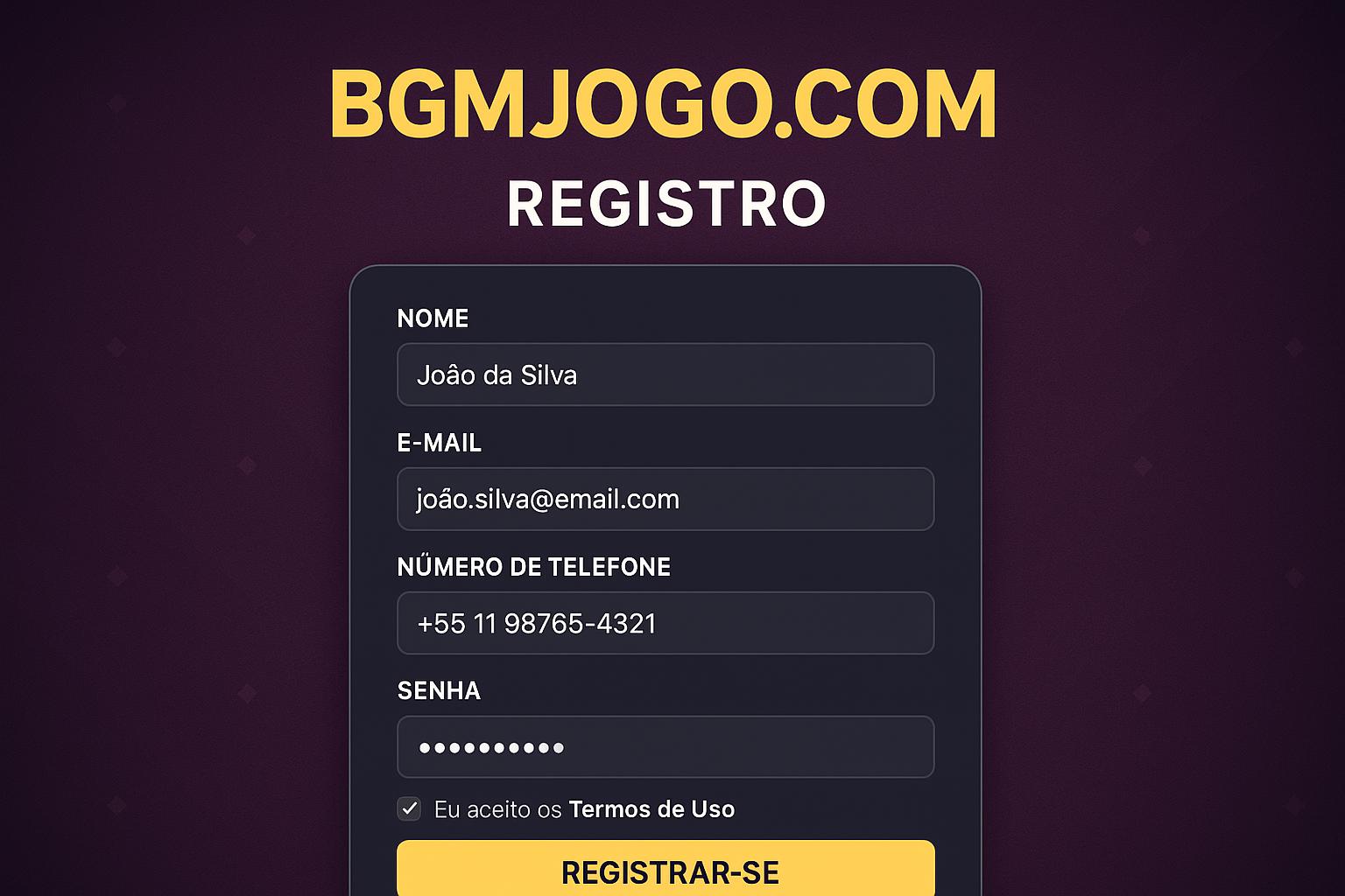 Não Perca tempo, o rRgistro na site BGMJOGO.COM